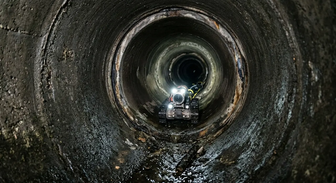 Robotic sewer camera inspecting pipe interior for Drain Snake Service in Manitowoc